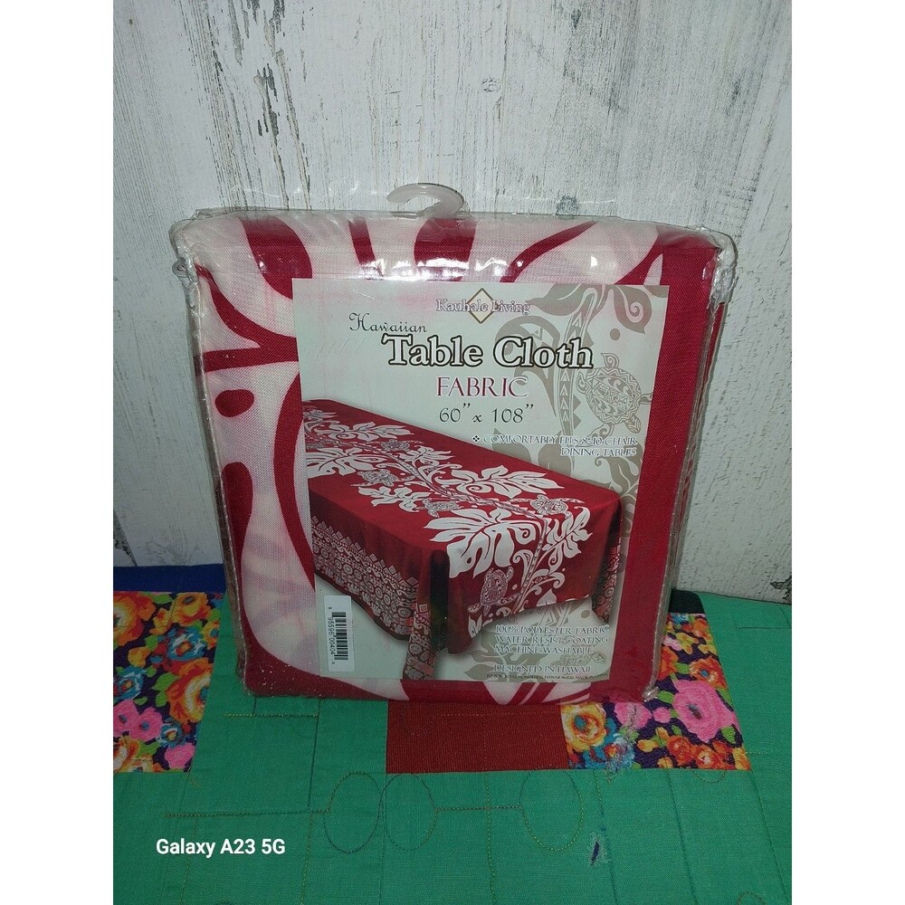 Red Hawaiian Tropical Fabric Tablecloth floral rectangular 60x108 Inches